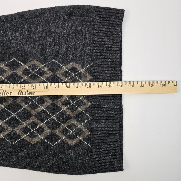 Esprit Womens Sweater Dress Wool Blend Argyle Gray Tan Angora Rabbit Hair Hood S - Picture 11 of 12